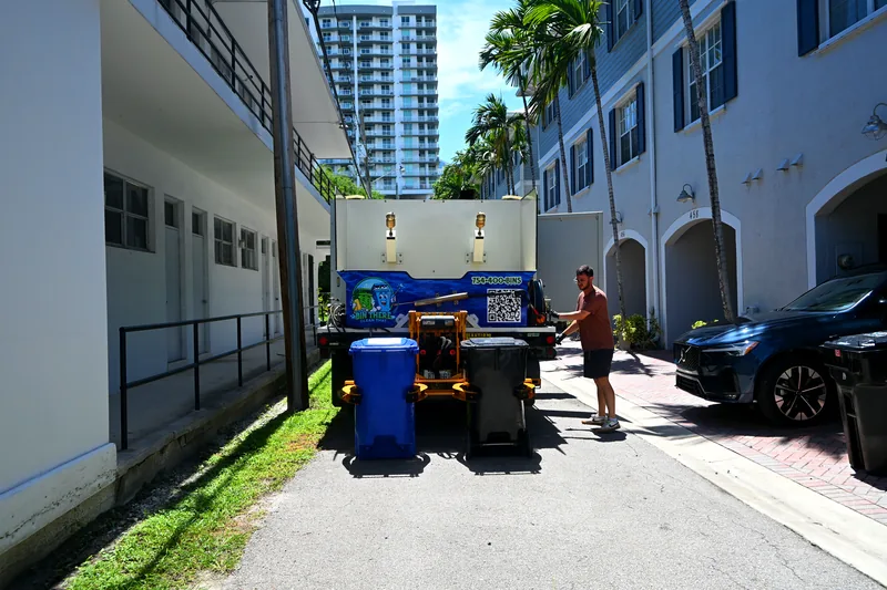 Bin There Clean That truck in a condo service alley
